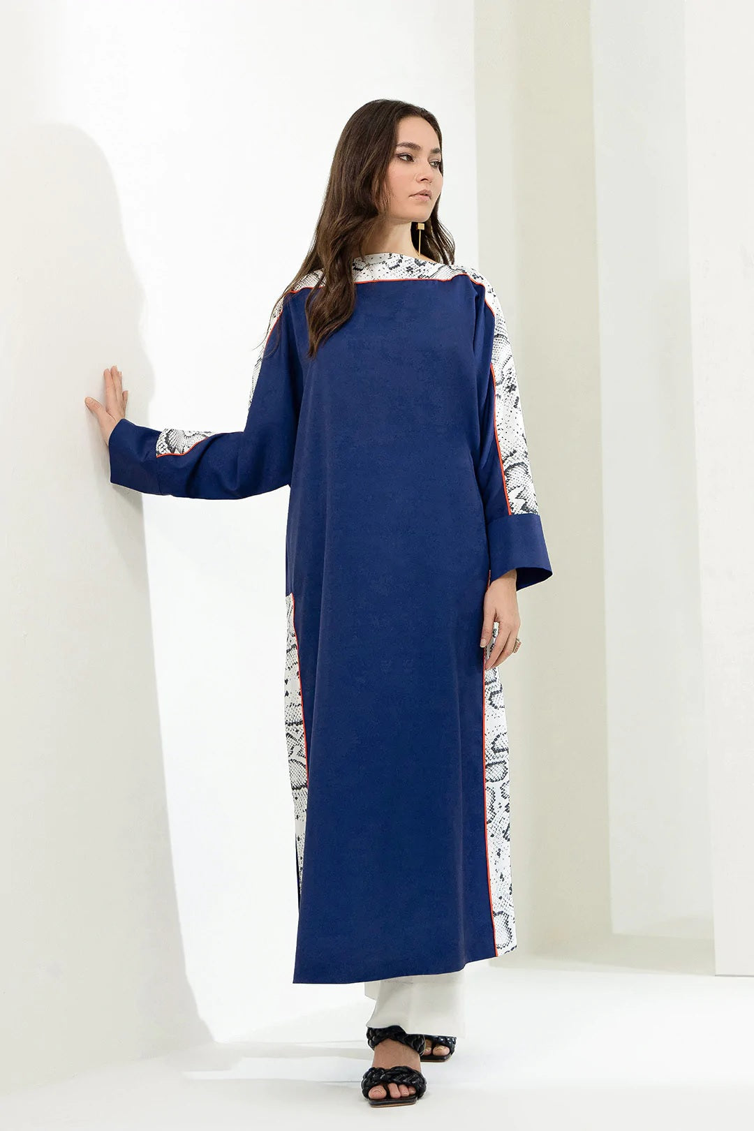 Blue Flowy Viscose Rayon Kaftan  Lounge & Resort Wear Women's Caftan