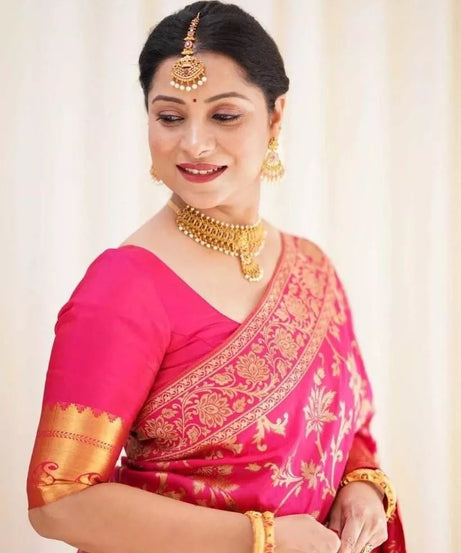 Soft Lichi Silk With Jacquard Work Fancy Saree With Blouse