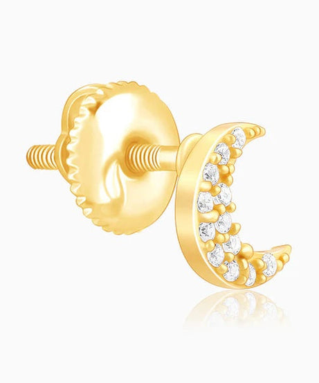 Golden Crescent Zircon Tiny Earrings