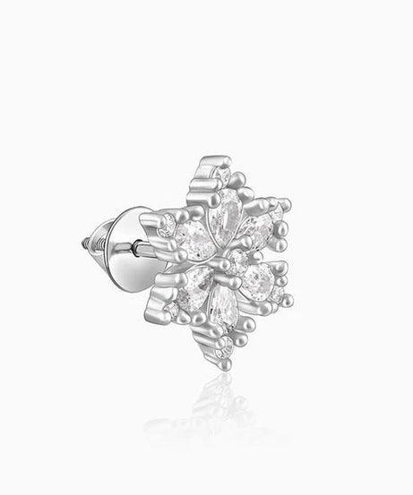 Silver Flowery Snowflake Studs