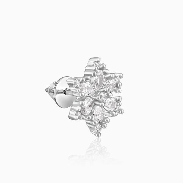 Silver Flowery Snowflake Studs