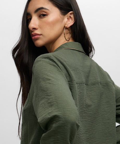 Textured Hunter Green Women Shirts