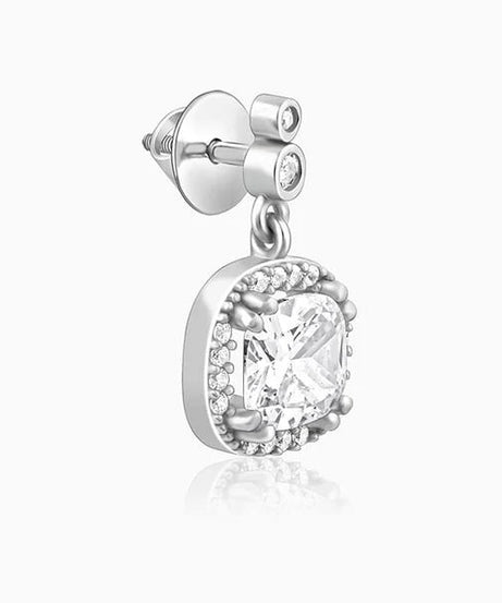 Silver Zircon Halo Earrings
