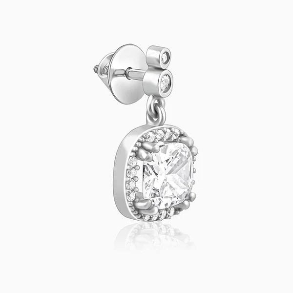 Silver Zircon Halo Earrings