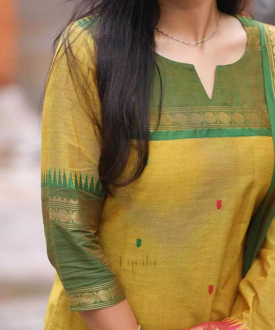 Pure Kanchi Cotton Top Bottom With Dupatta