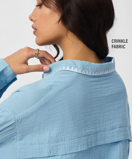 Textured Shirt  Aqua Women Boyfriend Shirts