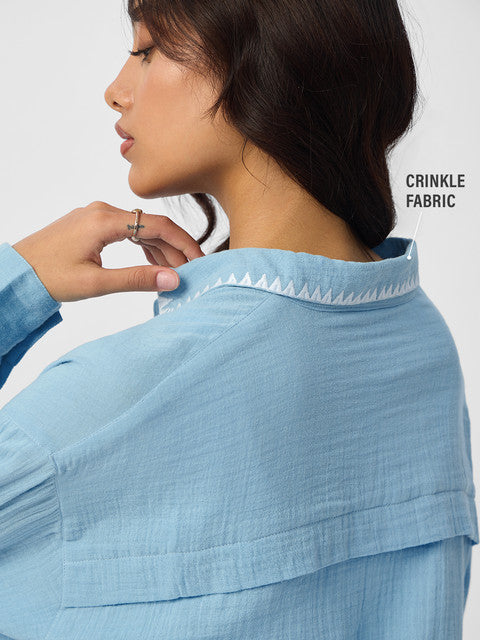 Textured Shirt  Aqua Women Boyfriend Shirts