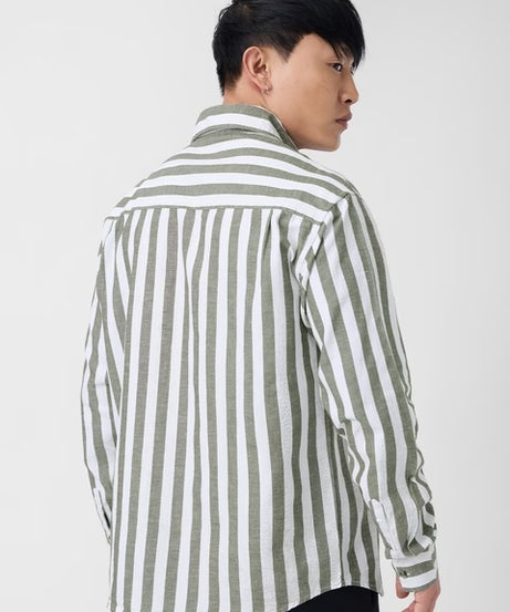 Ashen Cotton Linen Stripes Shirts
