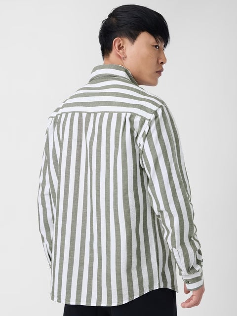 Ashen Cotton Linen Stripes Shirts