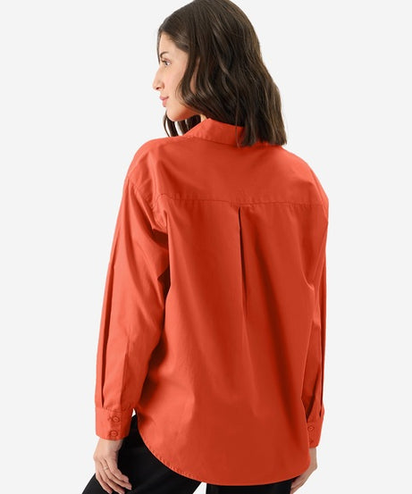 Solids Orange Flame Women Boyfriend Shirts