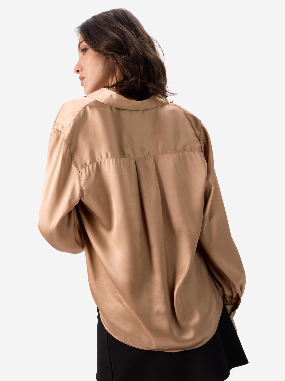 Satin Shirt Brown Women Shirts