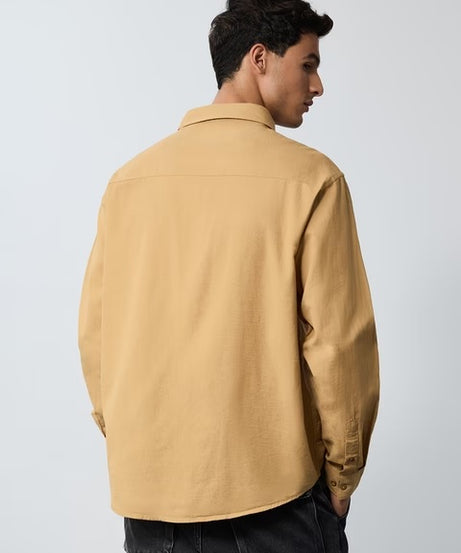Utility Tan Cotton Linen Shirts