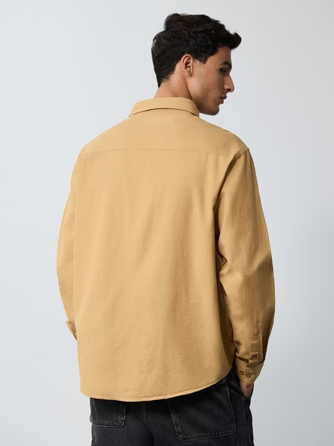 Utility Tan Cotton Linen Shirts