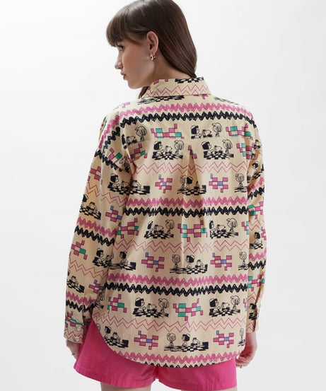 Peanuts Snoopy Zig Zag Women Boyfriend Shirts