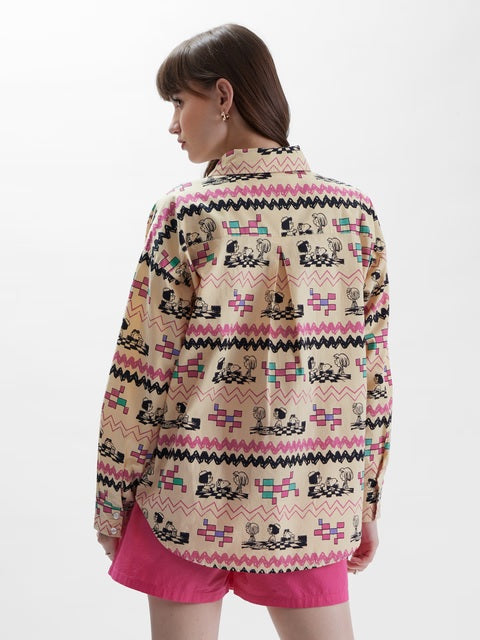 Peanuts Snoopy Zig Zag Women Boyfriend Shirts