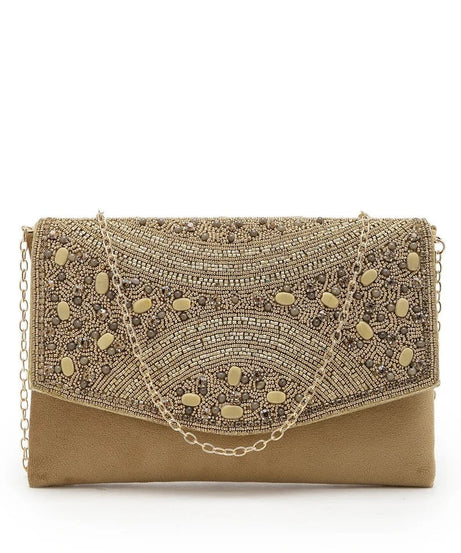 Adorn Embellished Suede Clutch