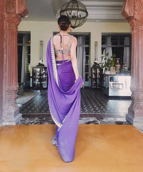 Georgette Wedding Saree & Blouse,Party Function Wear Sari & Blouse