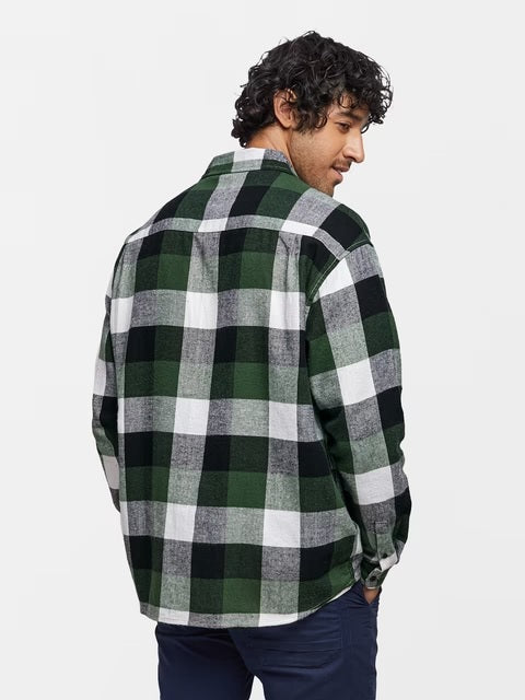 Plaid Green Black Men Utility Shirts