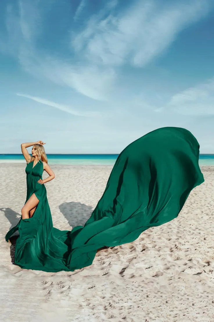 Long Flowy Dresses For Photography Emerald Flying Dress