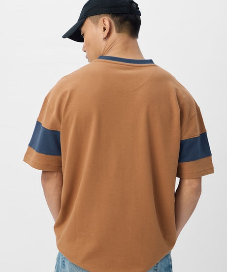 Colourblock Teal Terrain Oversized T-Shirts