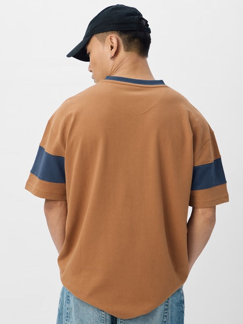 Colourblock Teal Terrain Oversized T-Shirts