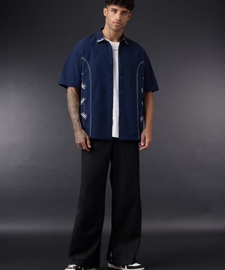 Midnight Petal Cotton Linen Shirts