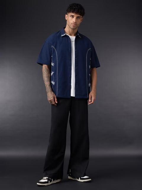 Midnight Petal Cotton Linen Shirts