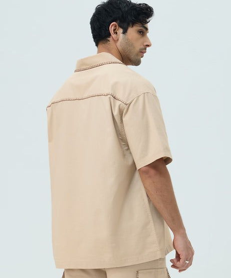Cotton Linen Utility Sand Oversized Shirts