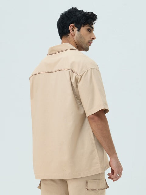 Cotton Linen Utility Sand Oversized Shirts