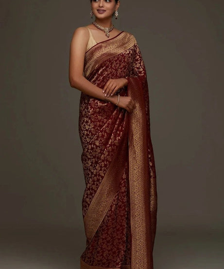 Traditional Wear Banarasi Soft Silk Saree , Designer Sari & Blouse