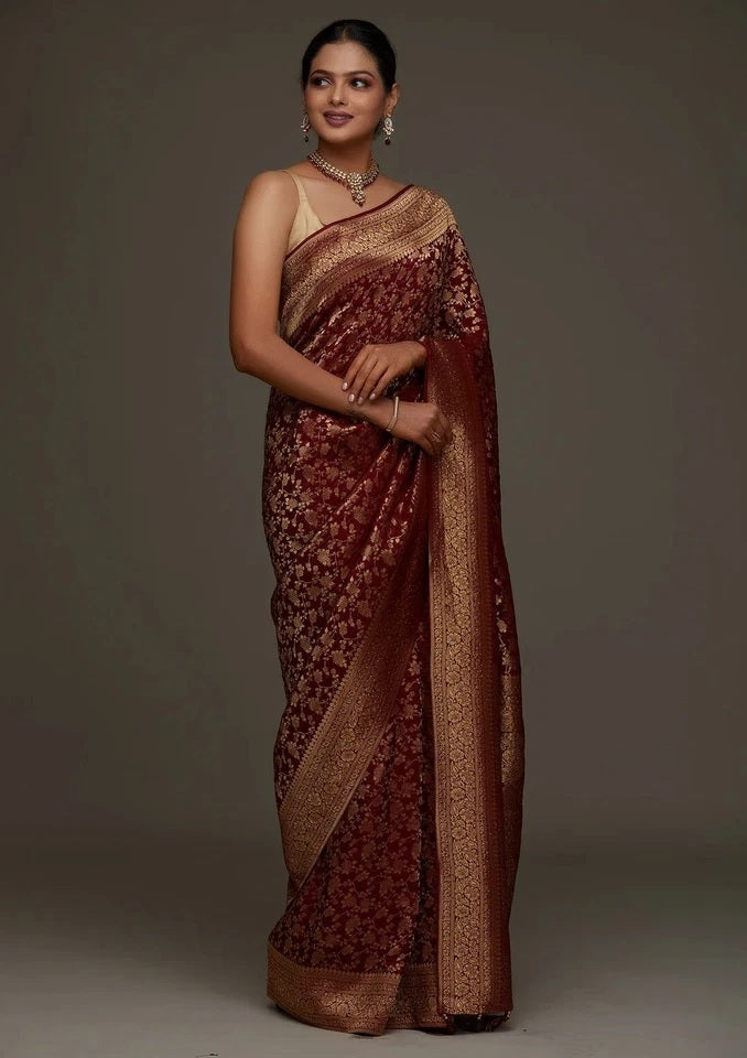 Traditional Wear Banarasi Soft Silk Saree , Designer Sari & Blouse