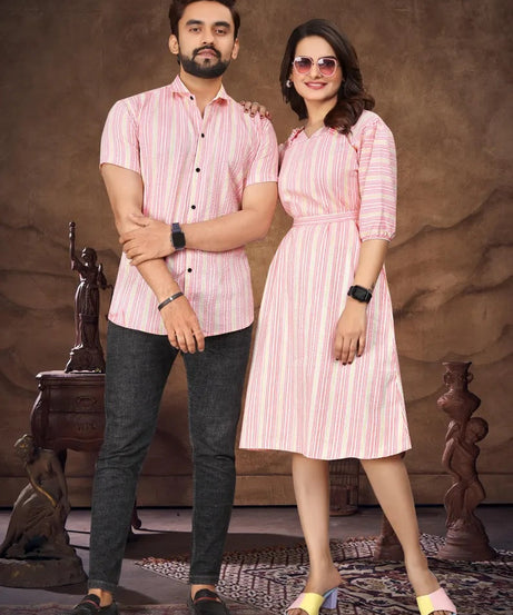 Presenting Couple Men's Shirt & Female Combo Set