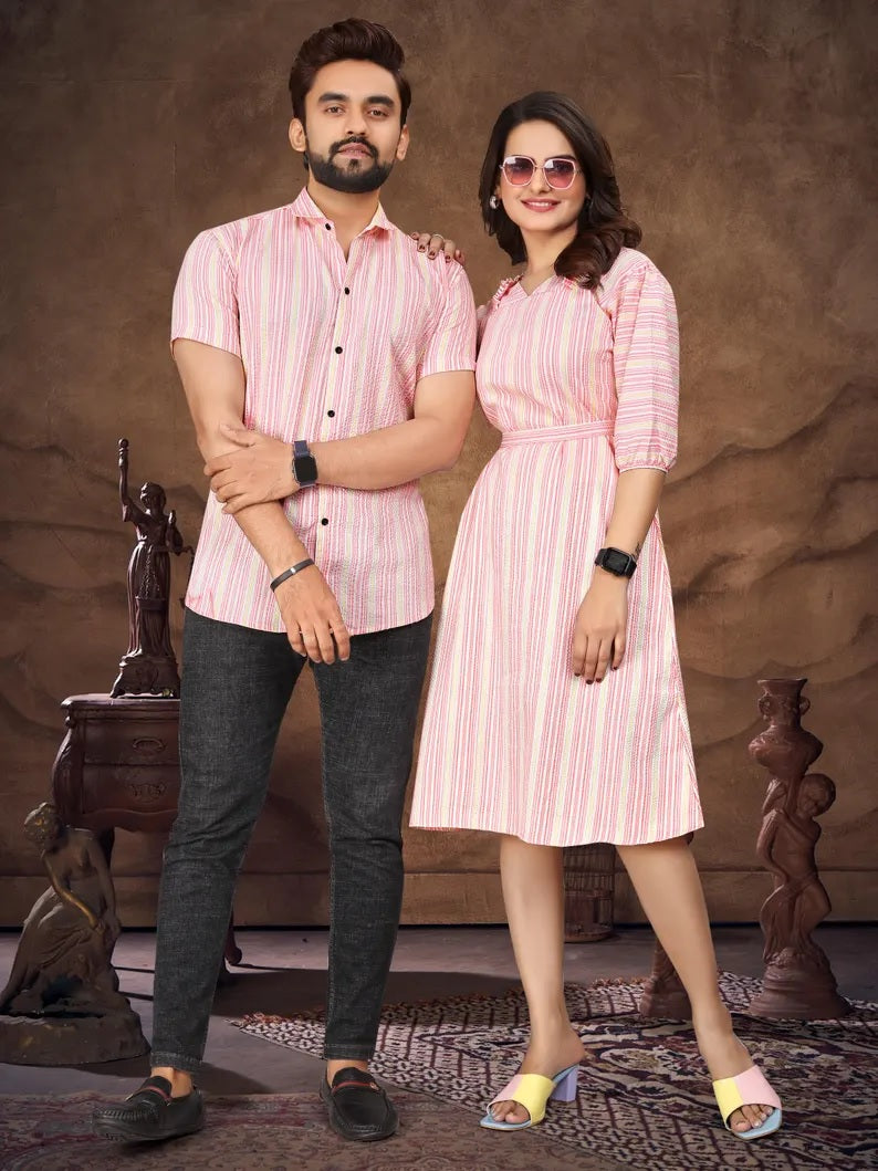 Presenting Couple Men's Shirt & Female Combo Set