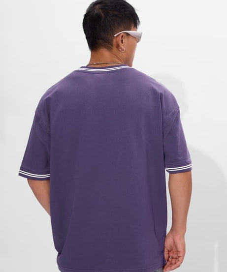 Solids Deep Violet Oversized T-Shirts