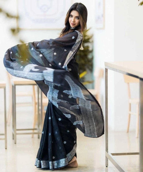 Women's Wedding Wear Soft Lilan Slab Attractive Saree&Blouse 11-SS