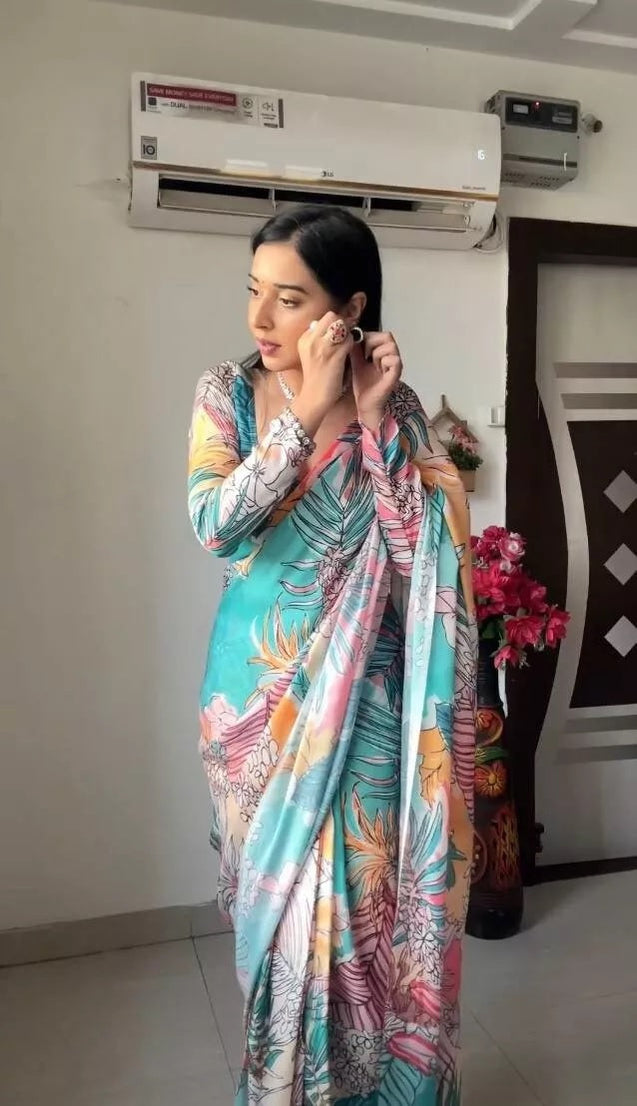 Pure Soft Georgette Digital Print Ready To Wear Sari