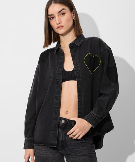 Denim Shacket  Charcoal Women Shackets