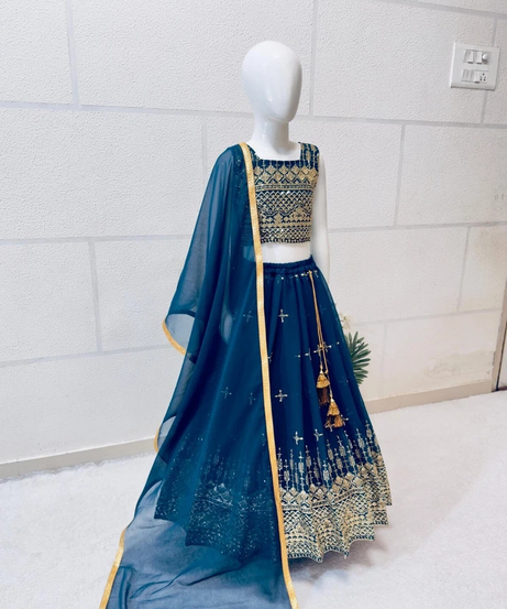 Trending Kids Wear Sequence Embroidery with Beautiful Work Lehenga Blouse with Dupatta 22-MNT