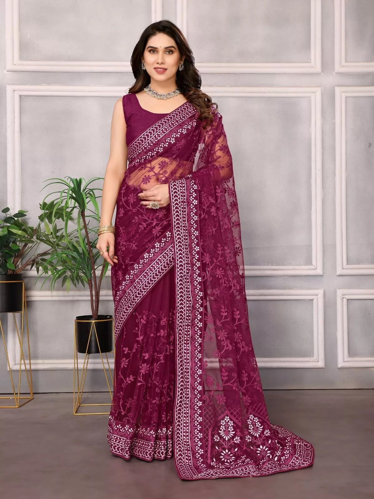 Heavy Soft Net Designer Saree,Party Wedding Classic Sari & Blouse