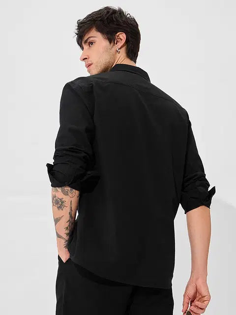 Cotton Linen Midnight Black Shirts