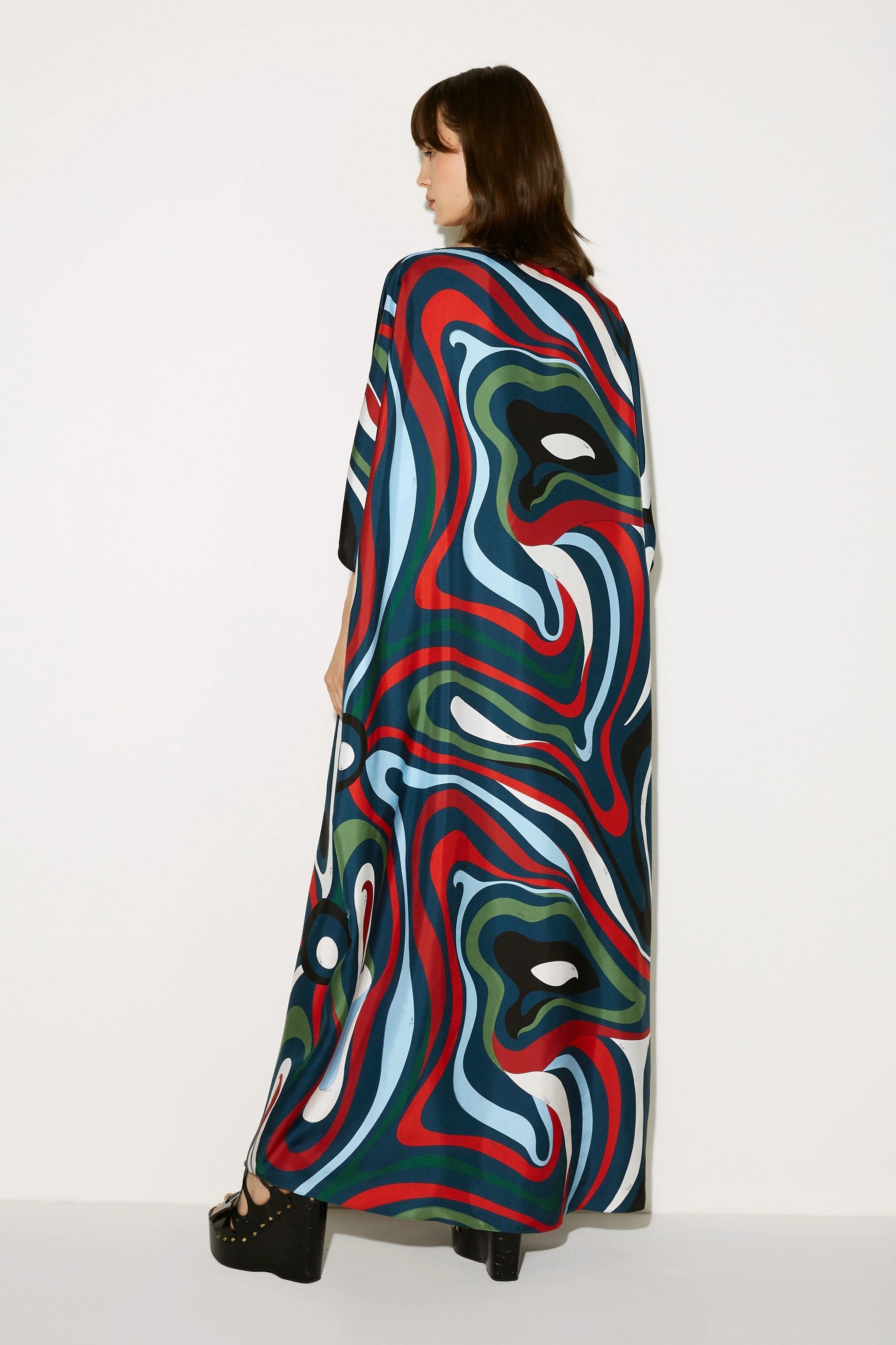 Silk Crepe Printed Kaftan, Casual Wear Caftan For Women's