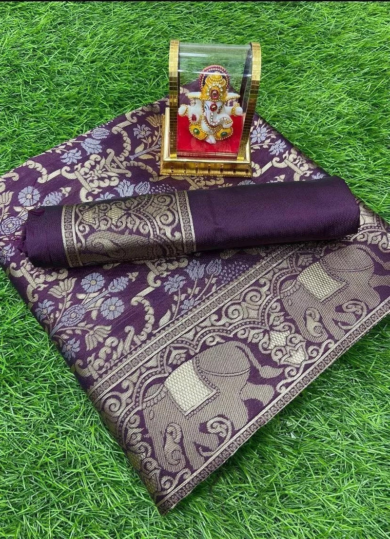 Designer Banarasi Soft Silk Saree & Blouse