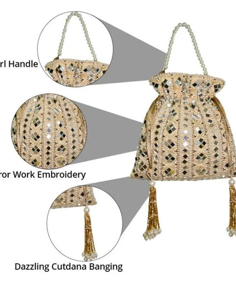 Designer Heavy Mirror Work Potli Bag
