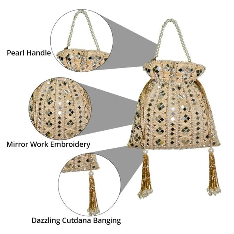 Designer Heavy Mirror Work Potli Bag