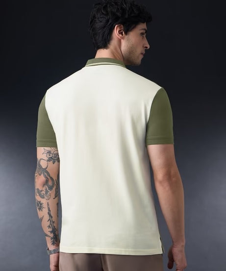 Colourblock Polo Matcha Zipper Polos