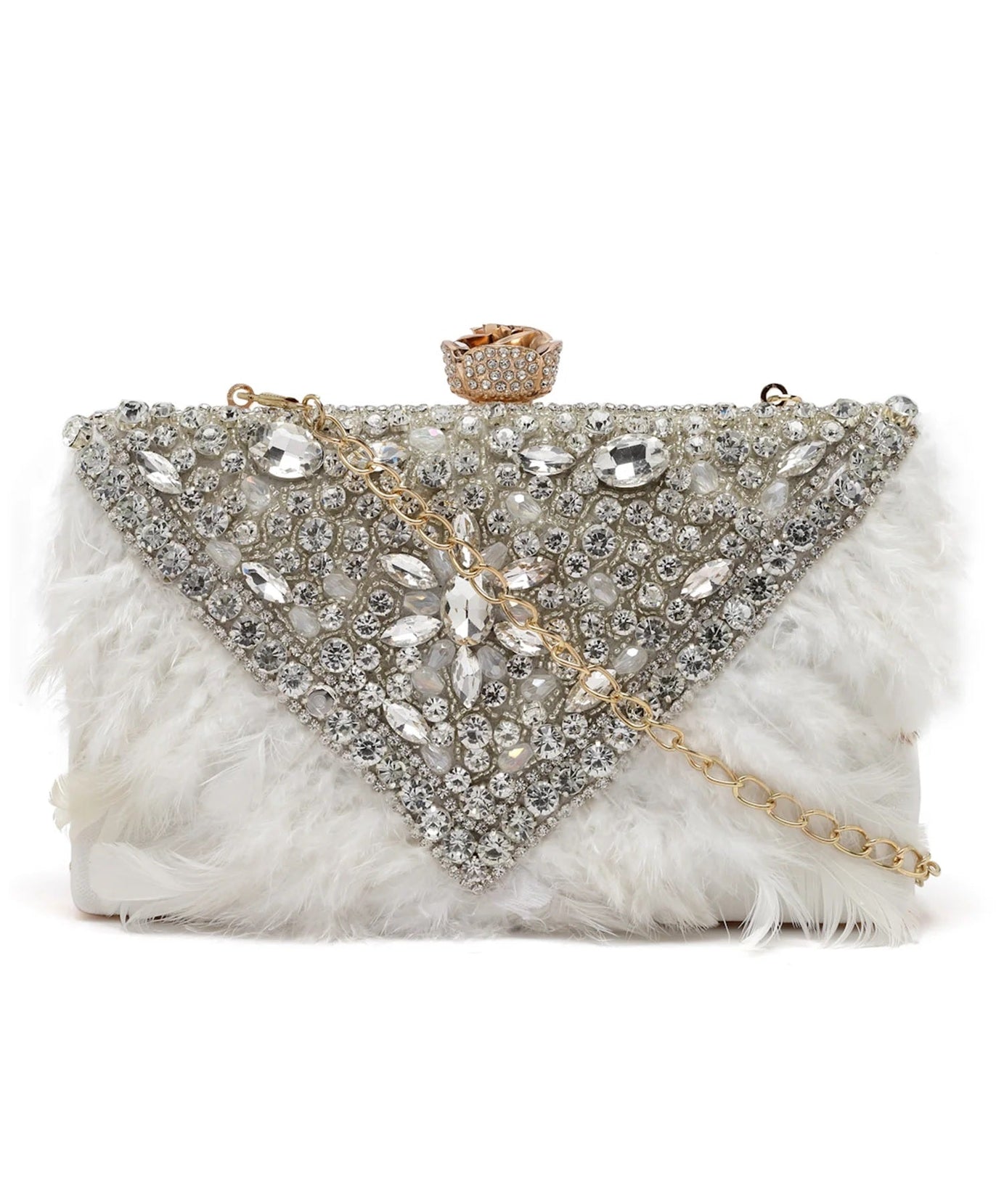 Feather Stone Work Embellished Velvet Box Clutch