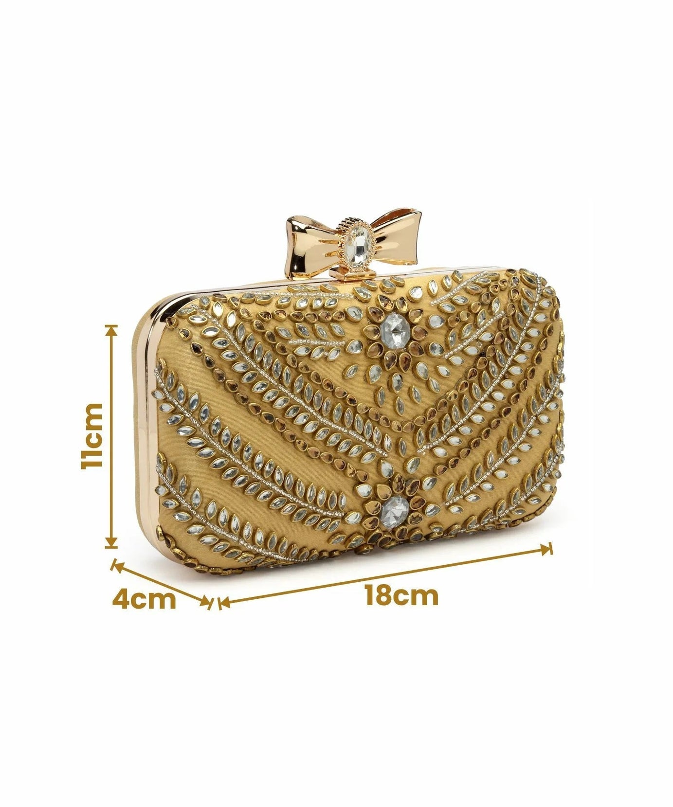 Adorn Stone Work Embellished Faux Silk Clutch