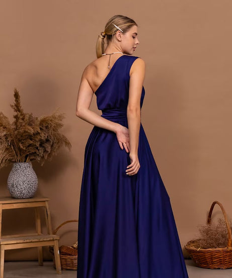 Convertible Full-Length Bridesmaid Dress - Satin Gown for Wedding Guest