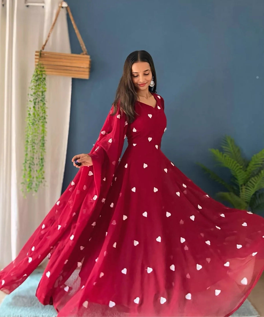 Faux Georgette Anarkali Gown Bottom & Dupatta