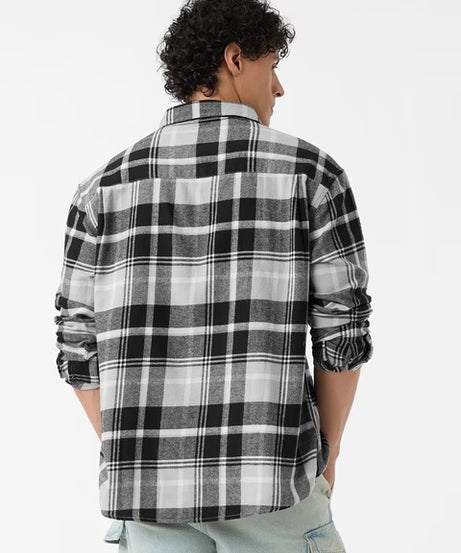Plaid Charcoal Men Utility Shirts